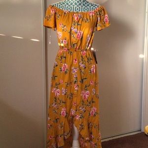 Yellow floral summer dress